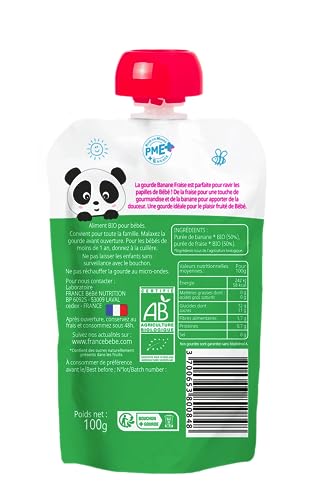 France Bébé Gourdes compote banane fraise bio 12x100g 4 mois