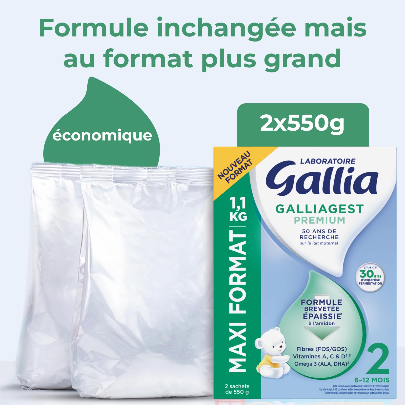 Gallia Galliagest Premium 2 Lait Poudre 1,1 kg Lot 3