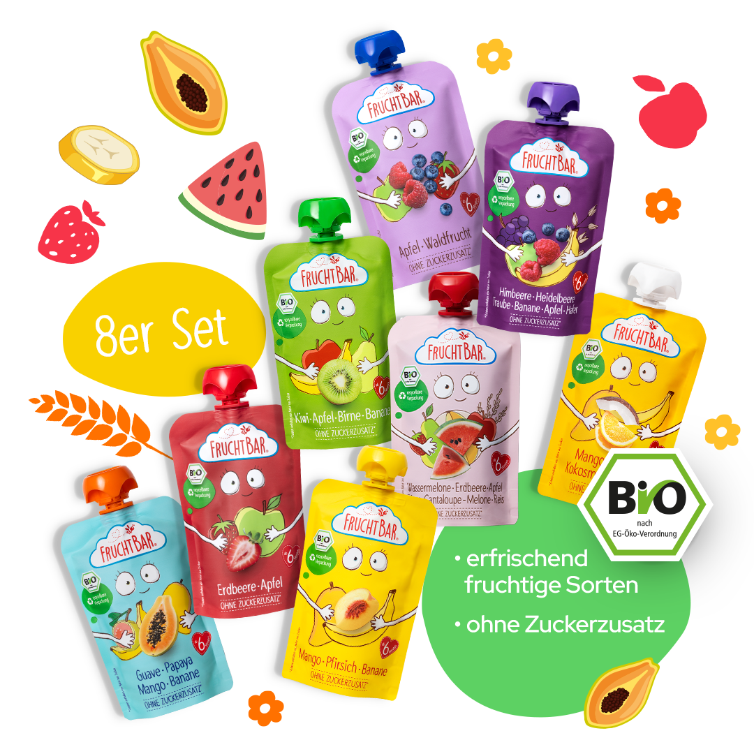 FruchtBar Bio Quetschies Gourde Bébé Été 6 Mois Sans Gluten
