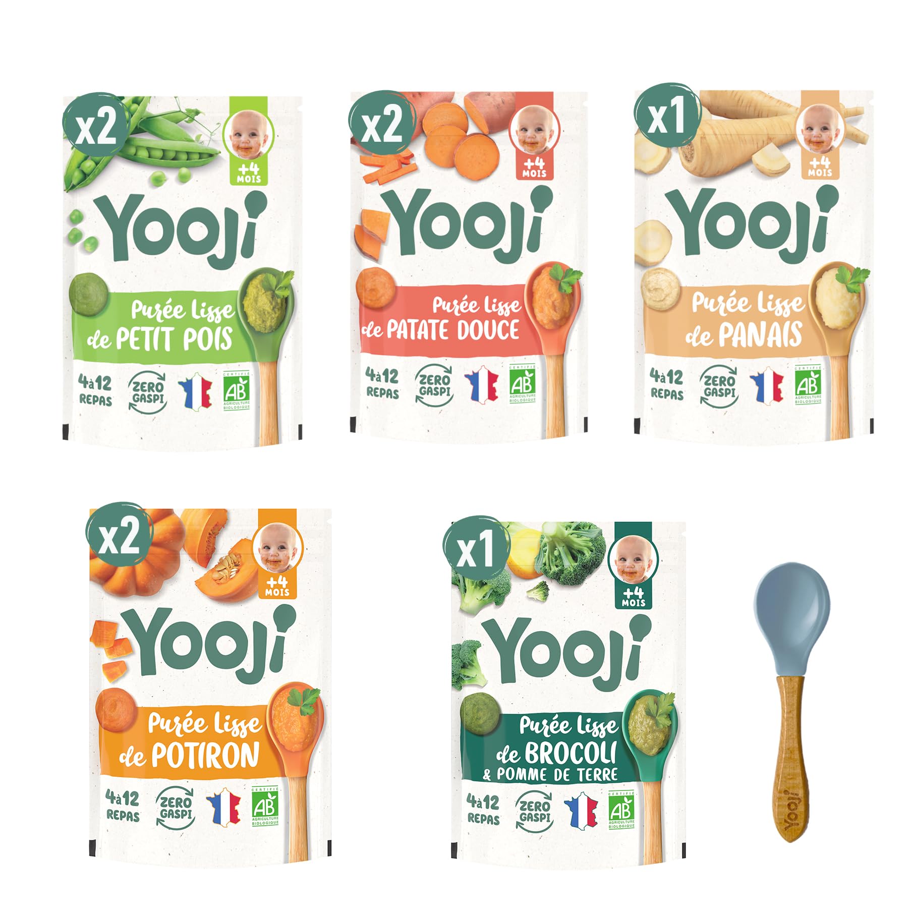 Yooji Purée lisse légumes bio bébé 32 repas surgelés