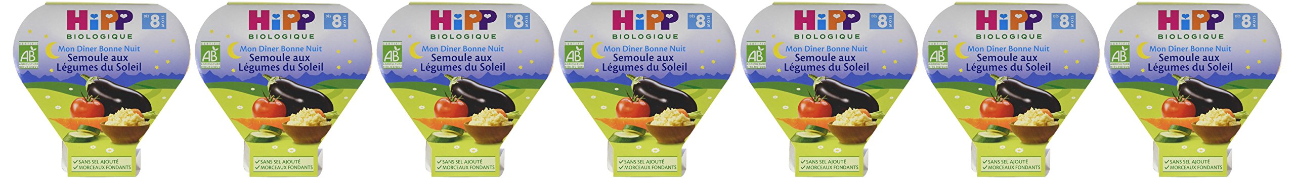 HiPP Menus du soir assiette semoule légumes du soleil 8 mois 7x200g