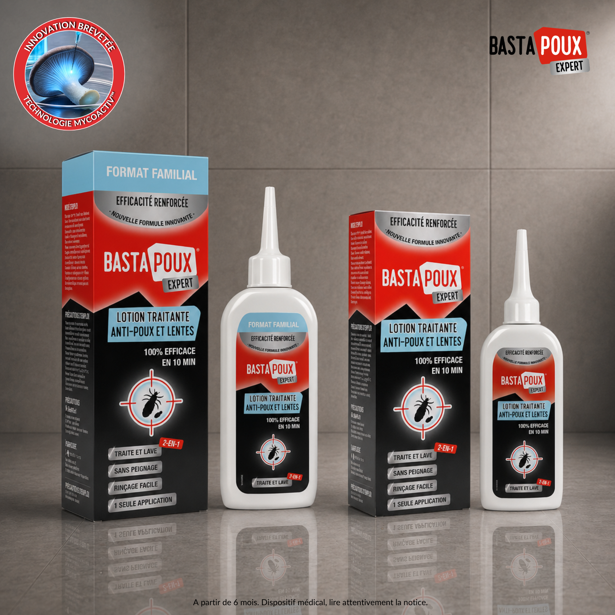 PediAct BastaPoux Expert Lotion 2-en-1 anti-poux 100 mL