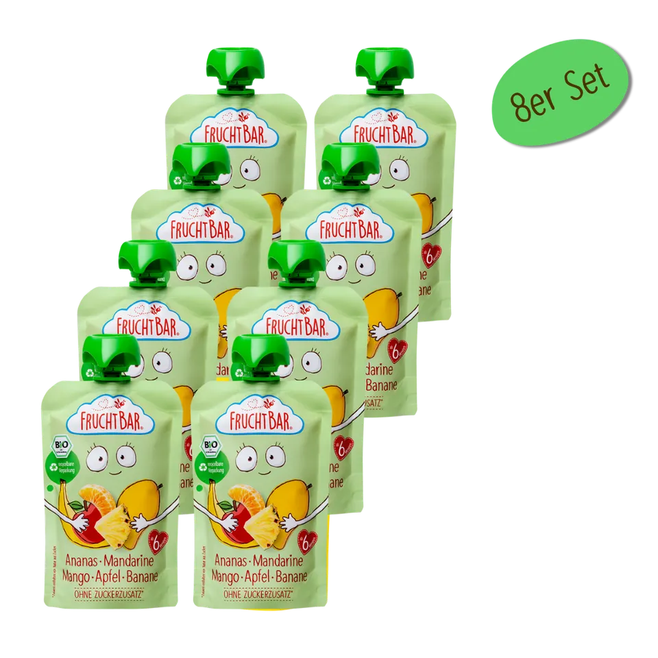 FruchtBar Quetschie Ananas Mandarine Mangue Gourde Bébé 6 Mois
