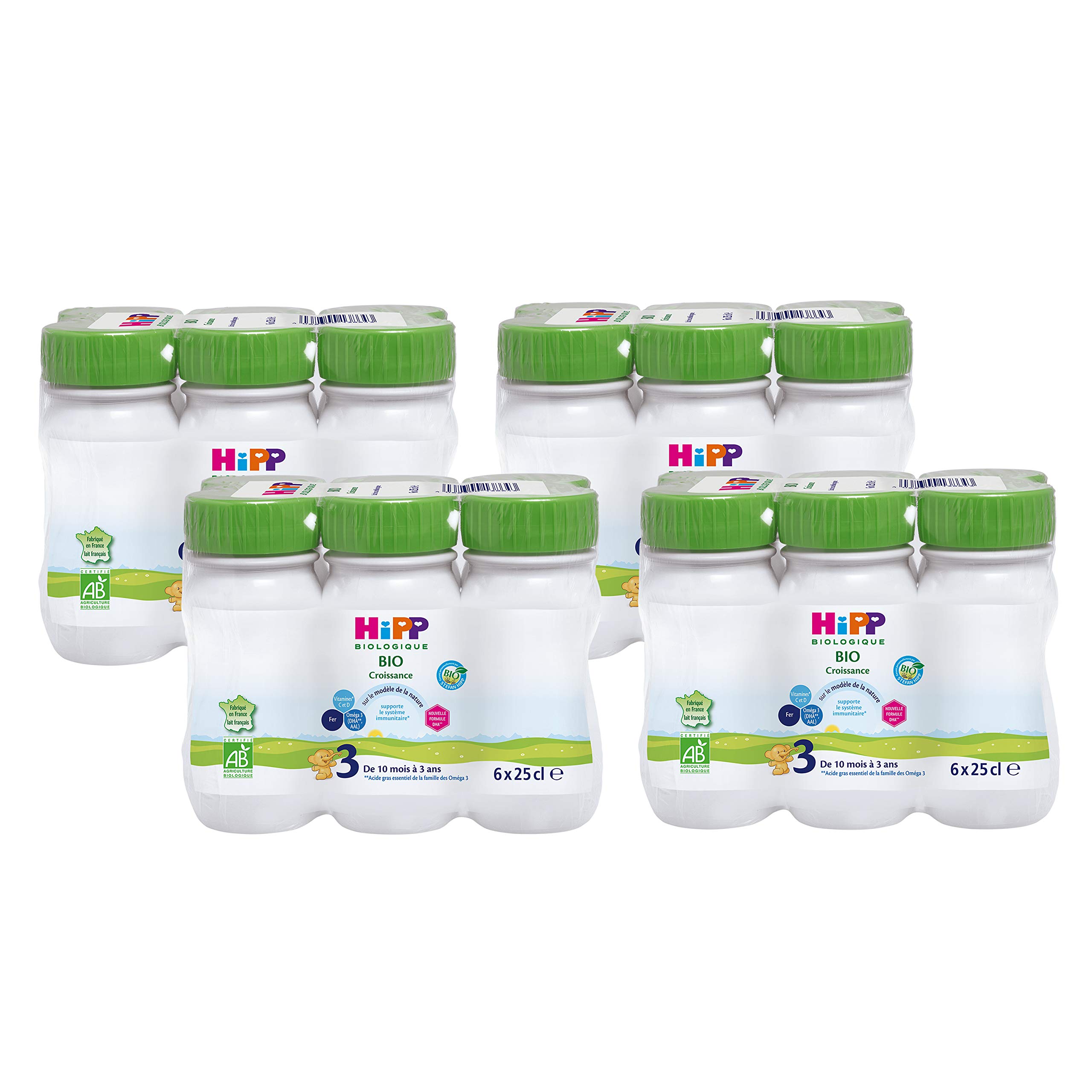 HiPP Laits Croissance lait bébé 10 mois 6x25cl lot 4