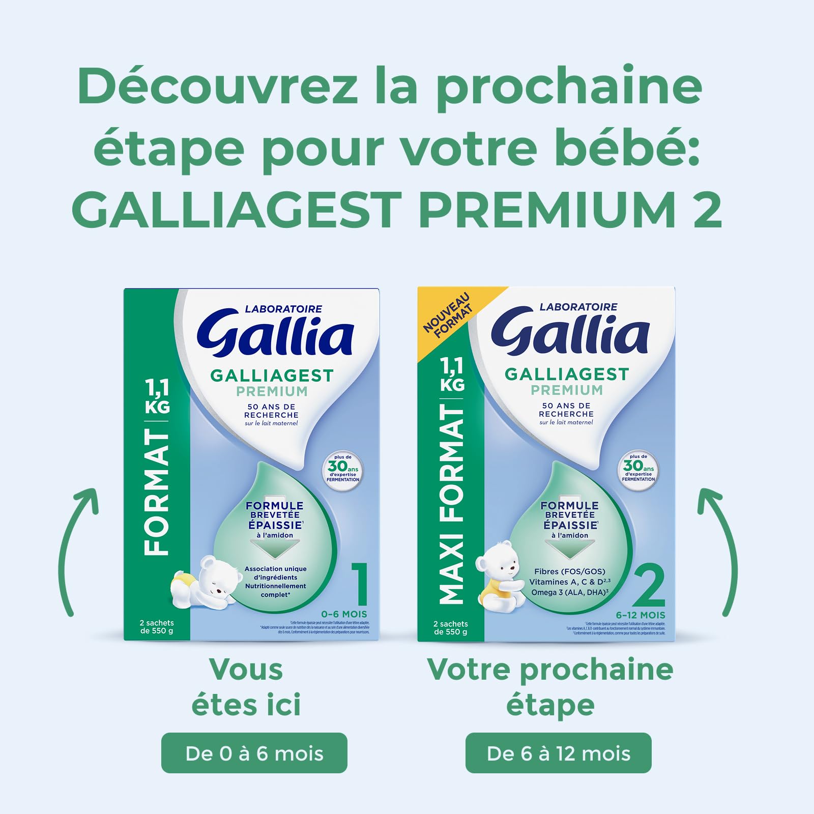 Gallia Galliagest Premium 1 lait poudre 0-6 mois 1,1kg lot 3