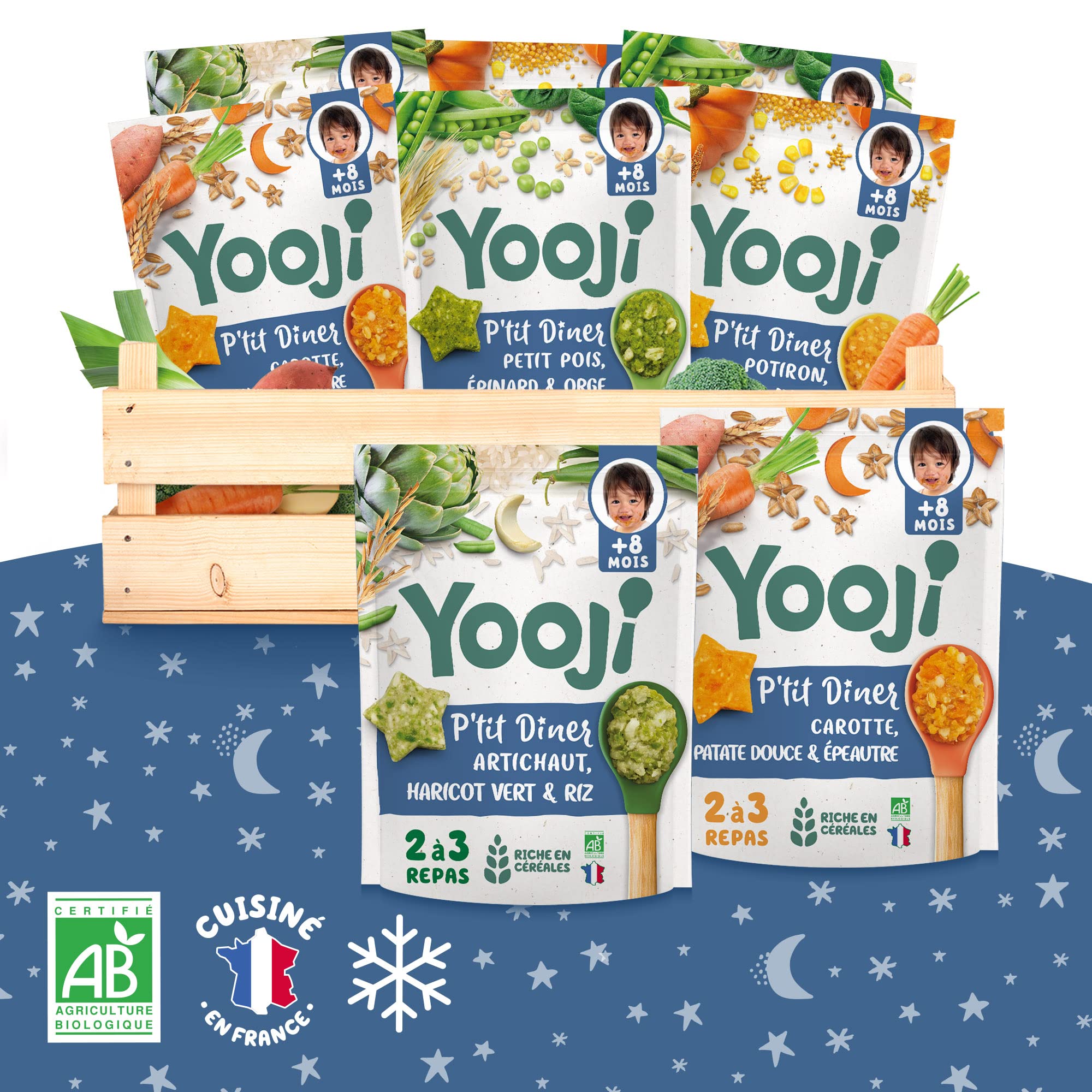 Yooji P'tit Dîner purée bébé 8 mois étoile 12x300g légumes
