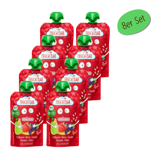 FruchtBar Bio Quetschies Petit Trésor Fraise gourde bébé avoine