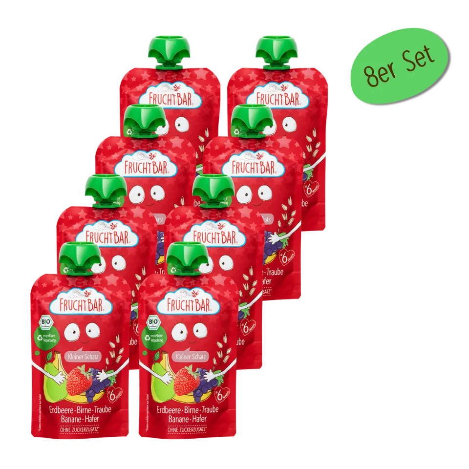 FruchtBar Bio Quetschies Petit Trésor Fraise gourde bébé avoine