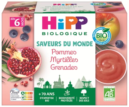 HiPP Saveurs Monde coupelles pomme myrtille grenade 4x100g