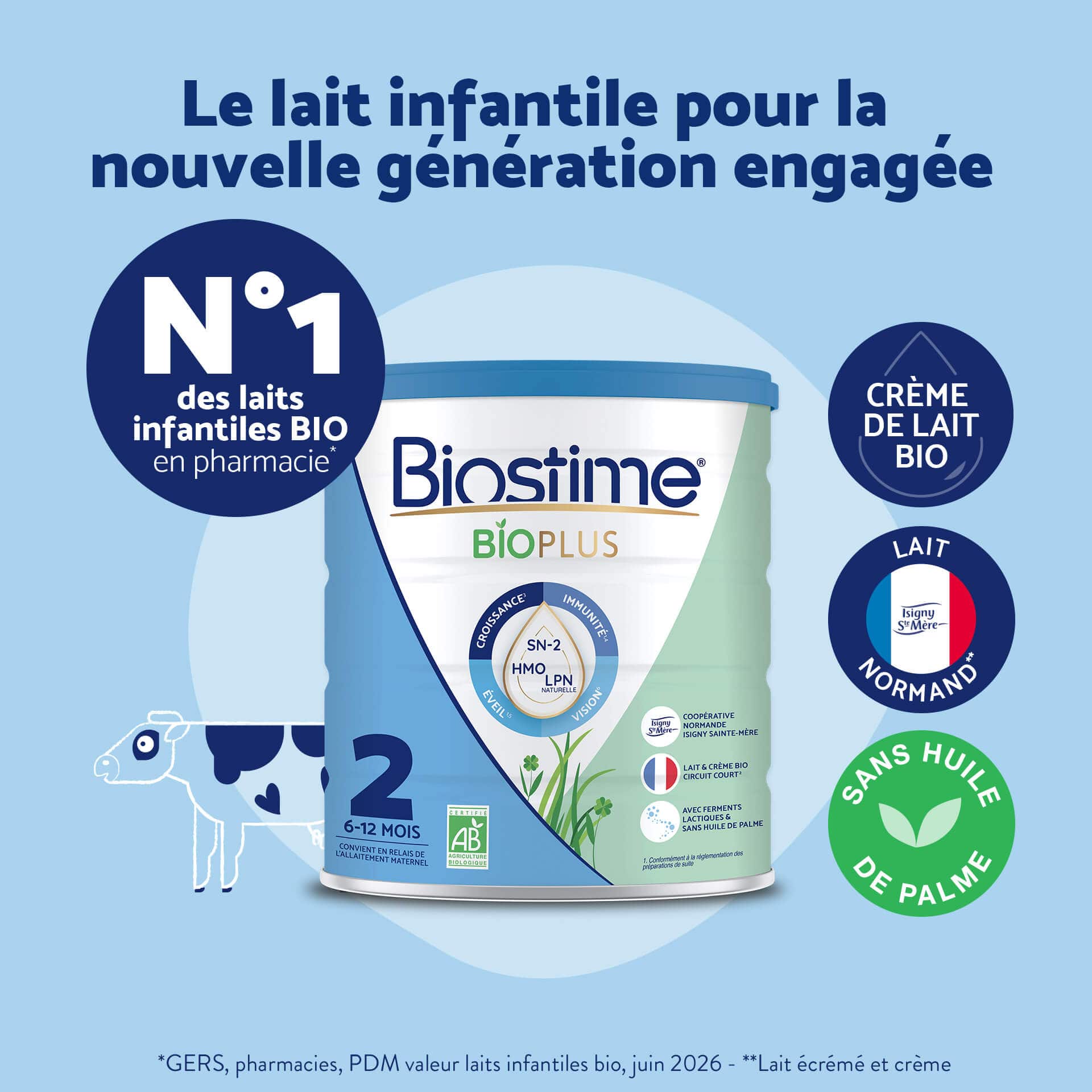 Biostime Bio Plus Lait 2ème Âge bio 1 boîte sans huile de palme