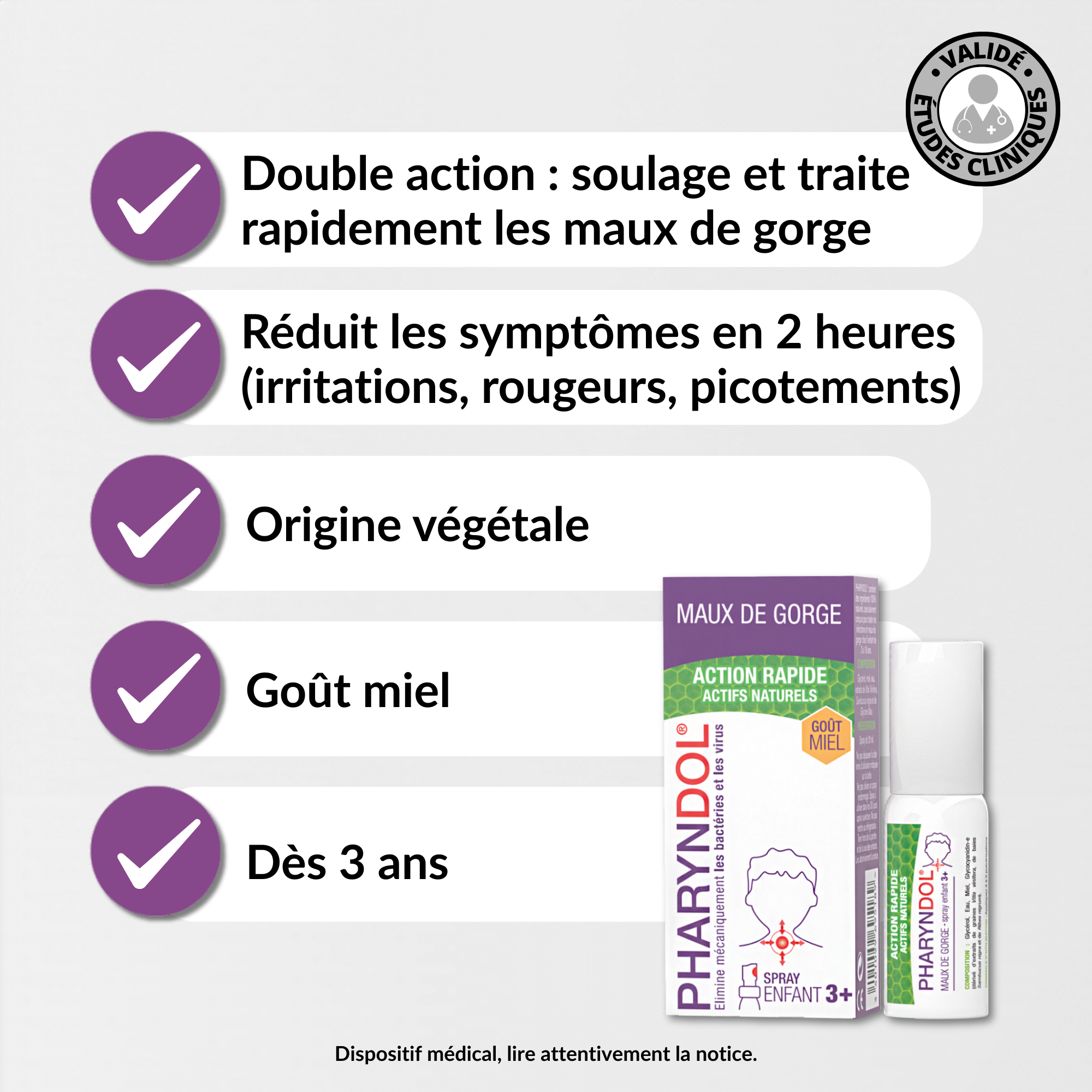 PediAct Pharyndol spray enfant 20 mL goût miel dès 3 ans
