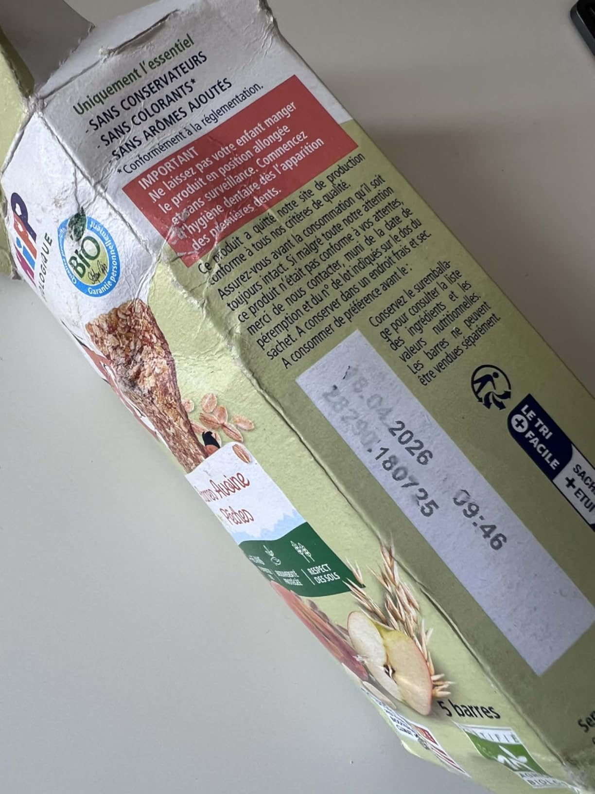 HiPP Goûters Barres Avoine Pêche Snack 5x20g Bio