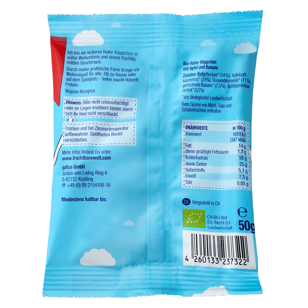 FruchtBar Bio Riegel barre avoine pomme banane 3 ans pièce