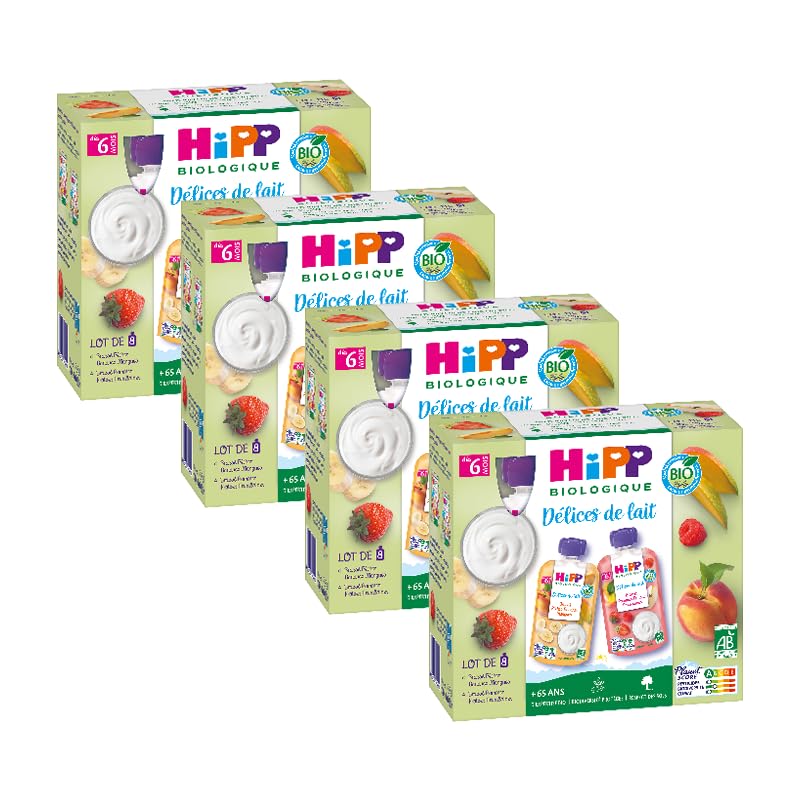 HiPP Délices de Lait Brassés Gourde Bébé 8x90g 2 parfums
