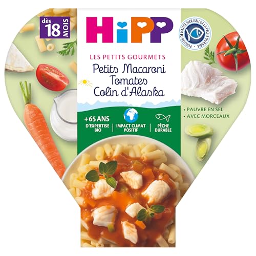 HiPP Petits Gourmets Macaroni Tomate Colin Plat 6x260g 18 mois