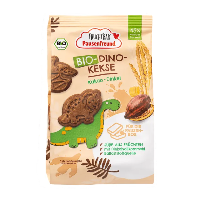 FruchtBar Bio Kekse Dino Biscuit Cacao Épeautre Pièce