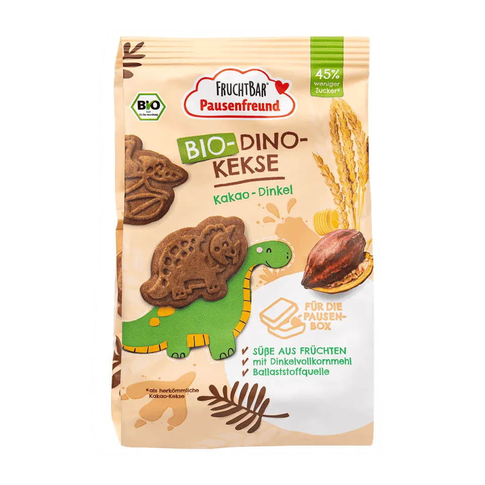 FruchtBar Bio Kekse Dino Biscuit Cacao Épeautre Pièce
