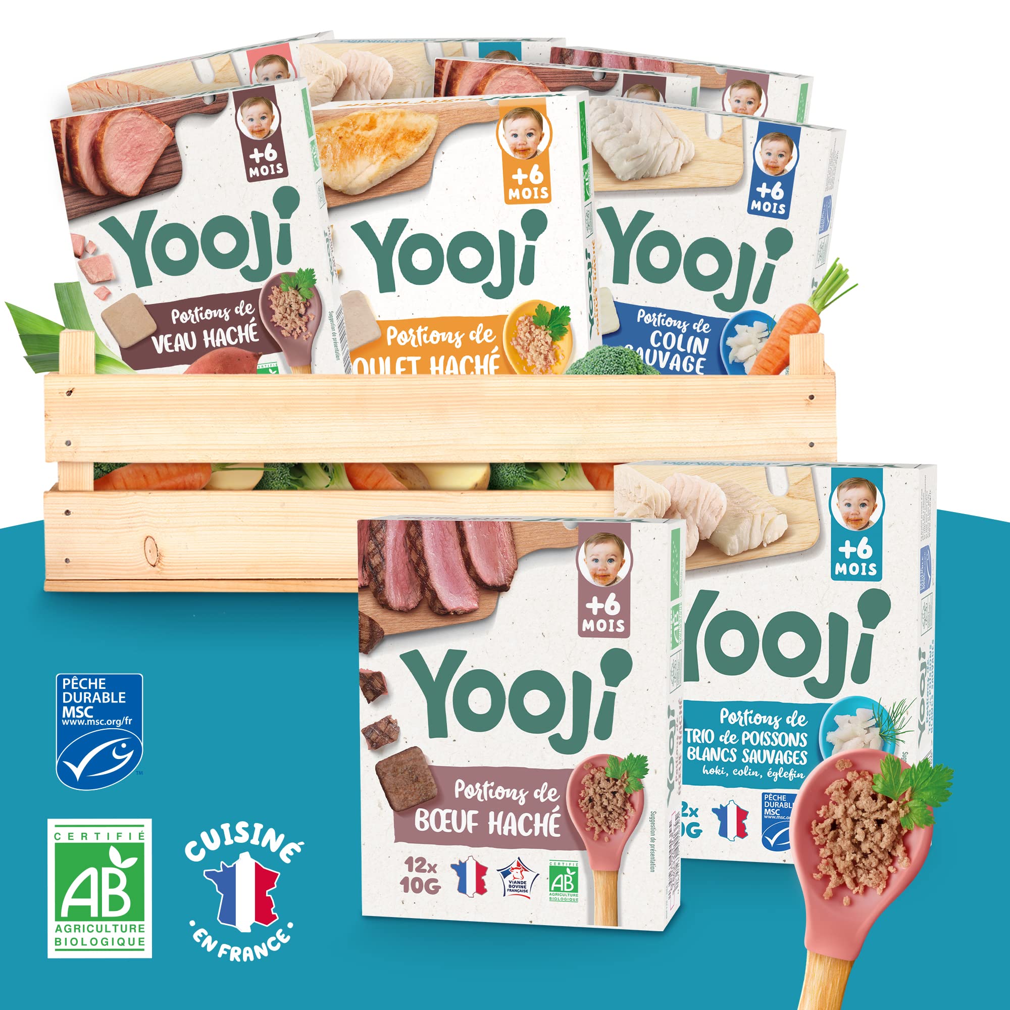 Yooji Haché Viande Poisson Bébé Bio 11 Packs Surgelé