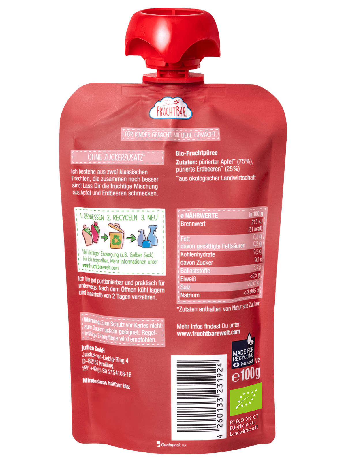 FruchtBar Bio Quetschies fraise pomme gourde bio
