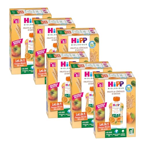 HiPP Fruits Pommes Abricots Blé ancien gourde bio 6 mois lot 24x90g