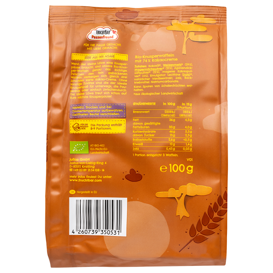 FruchtBar Bio Kekse Kakao Waffeln gaufrette bio dès 3 ans