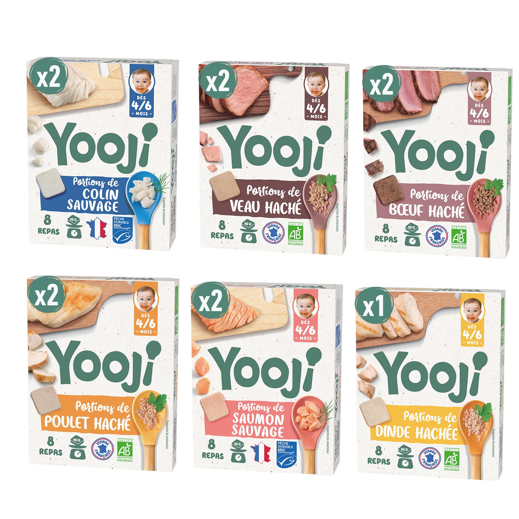 Yooji Haché Viande Poisson Bébé Bio 11 Packs Surgelé