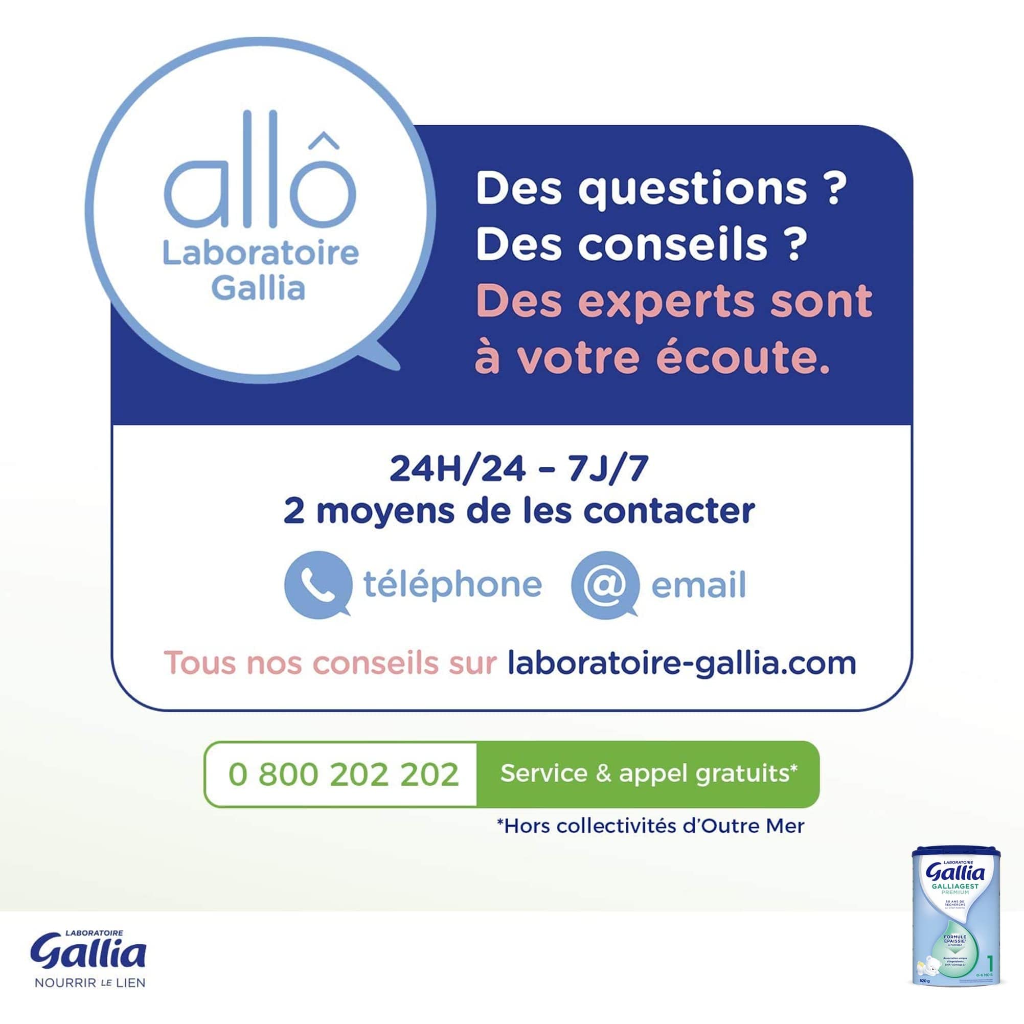 Gallia Galliagest Premium 1 lait poudre 0-6 mois 3x820g épaissi