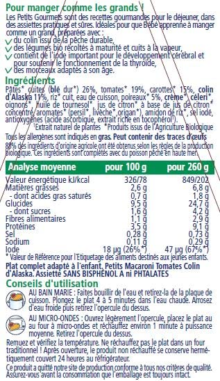 HiPP Petits Gourmets Macaroni Tomate Colin Plat 6x260g 18 mois