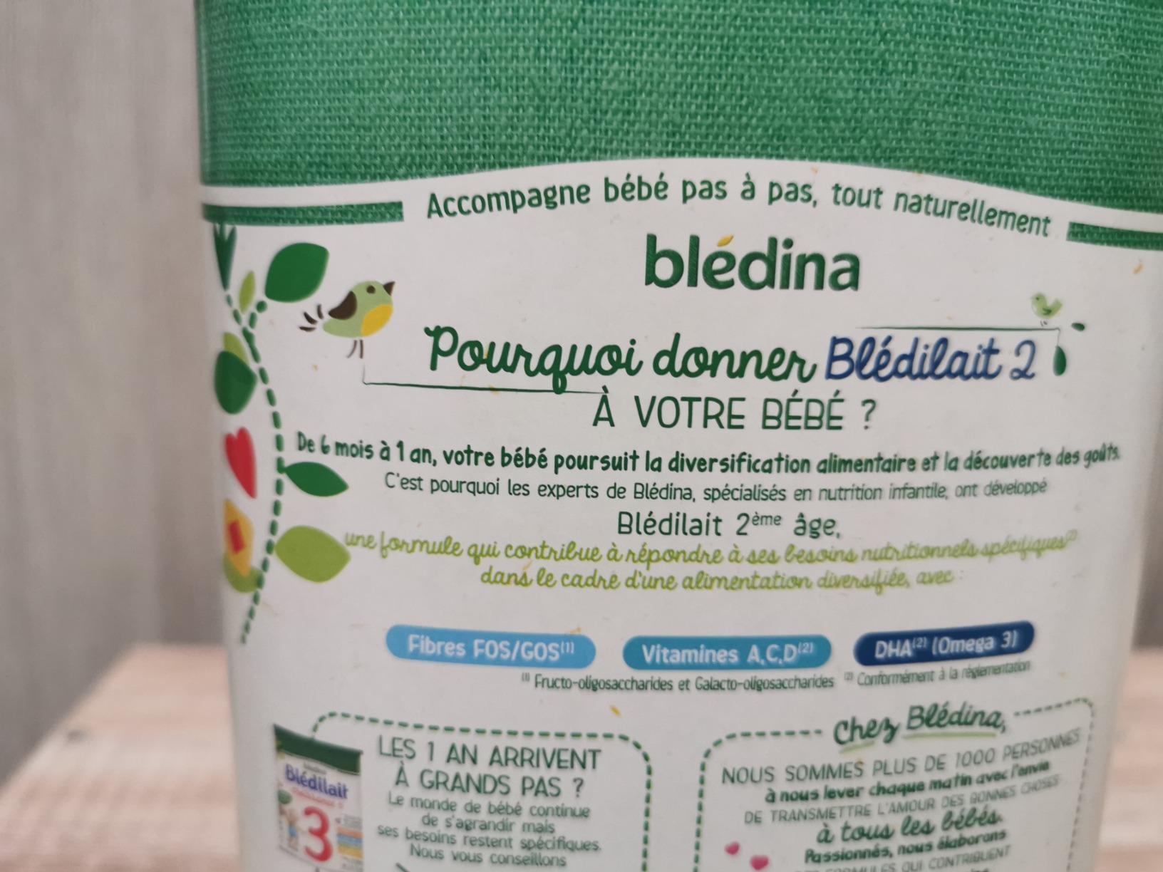 Blédina Blédilait 2 Lait en Poudre 6-12 Mois 900g x3 au DHA