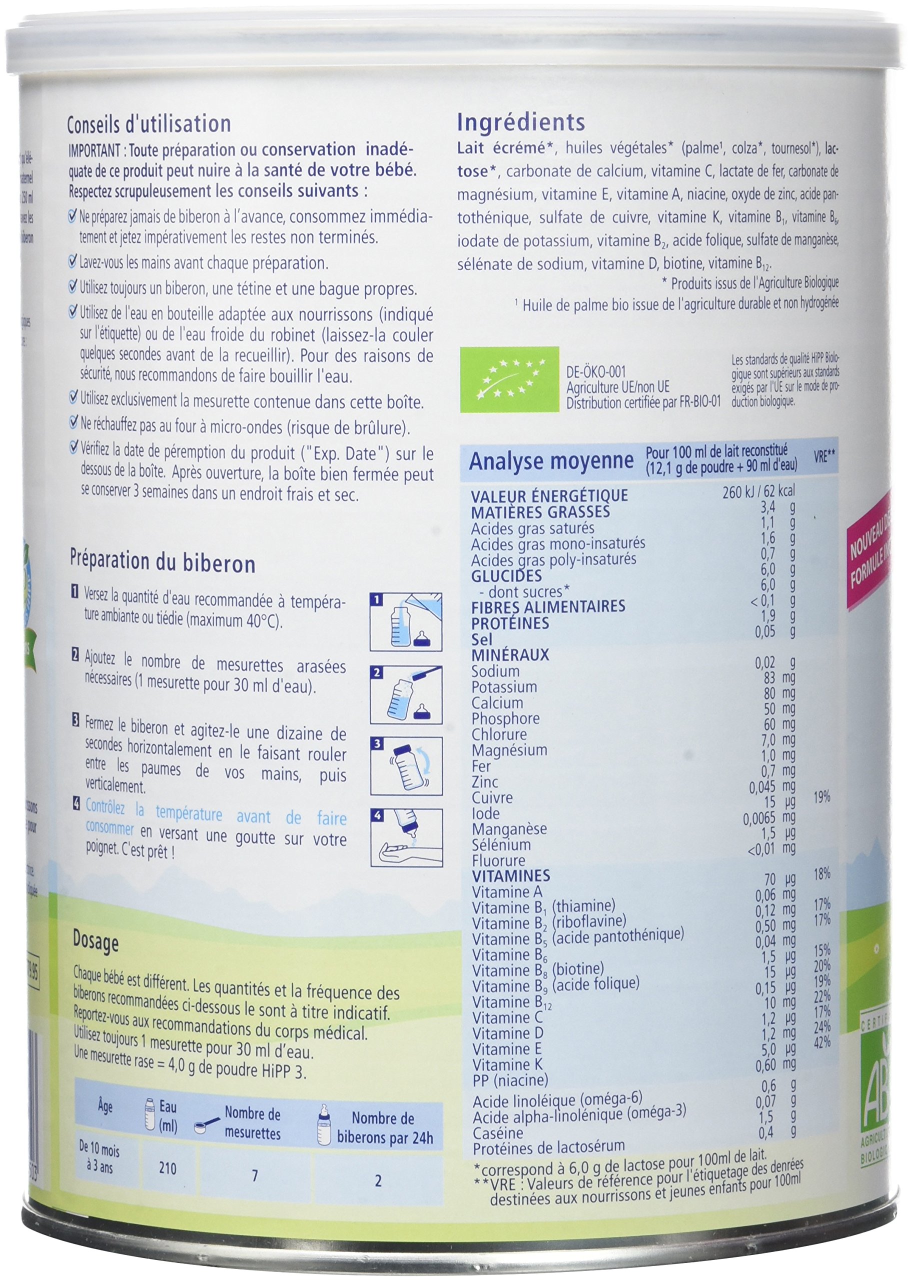 HiPP Combiotic 3 lait croissance 10 mois 3x900g bio nature