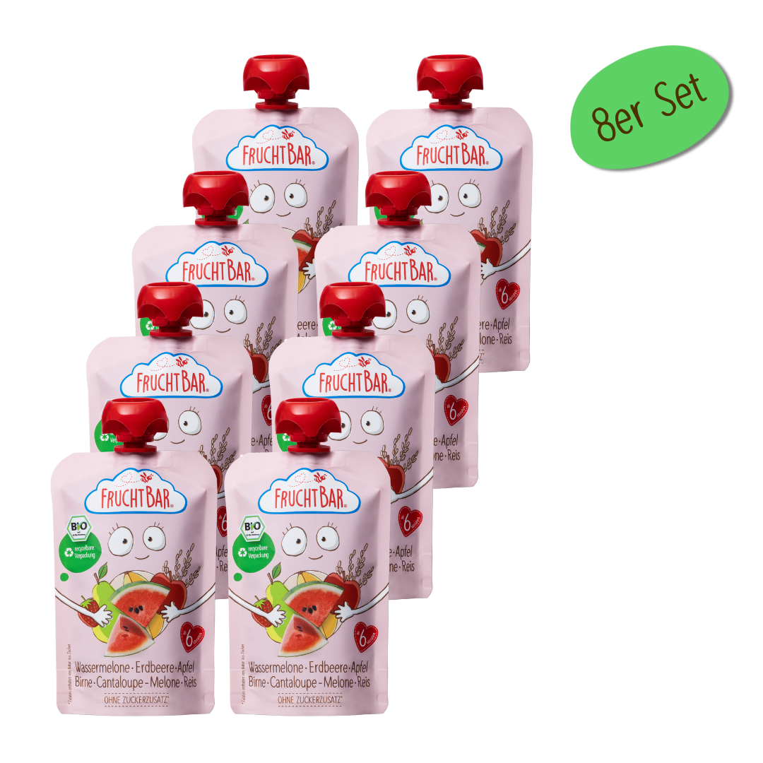 FruchtBar Bio Quetschies gourde bébé pastèque fraise pomme riz