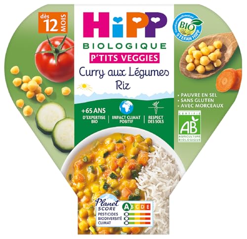 HiPP P'tits Veggies Curry Légumes Riz assiette 230g