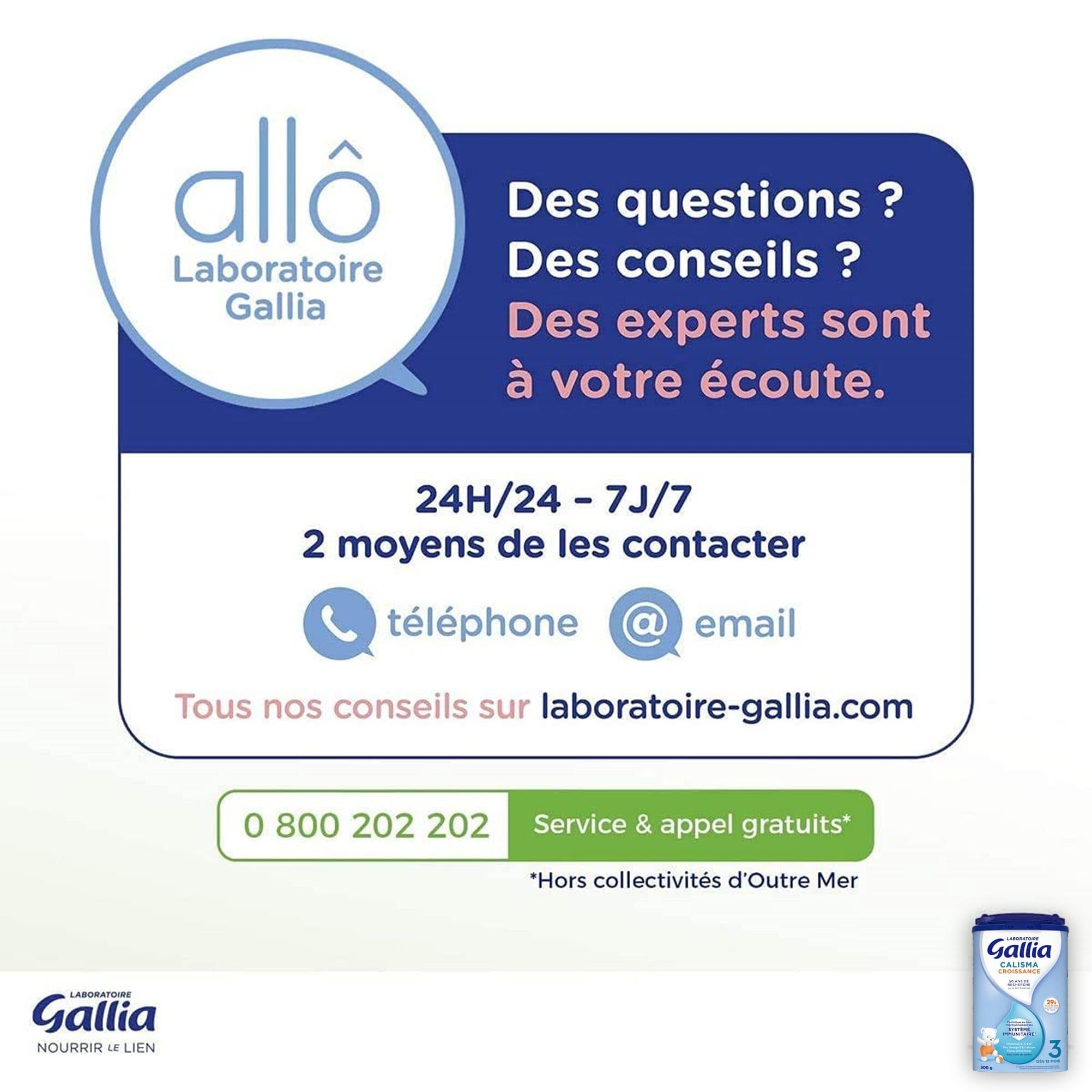 Gallia Calisma 3 Lait en Poudre Croissance 12 Mois 900g x3 au Fer