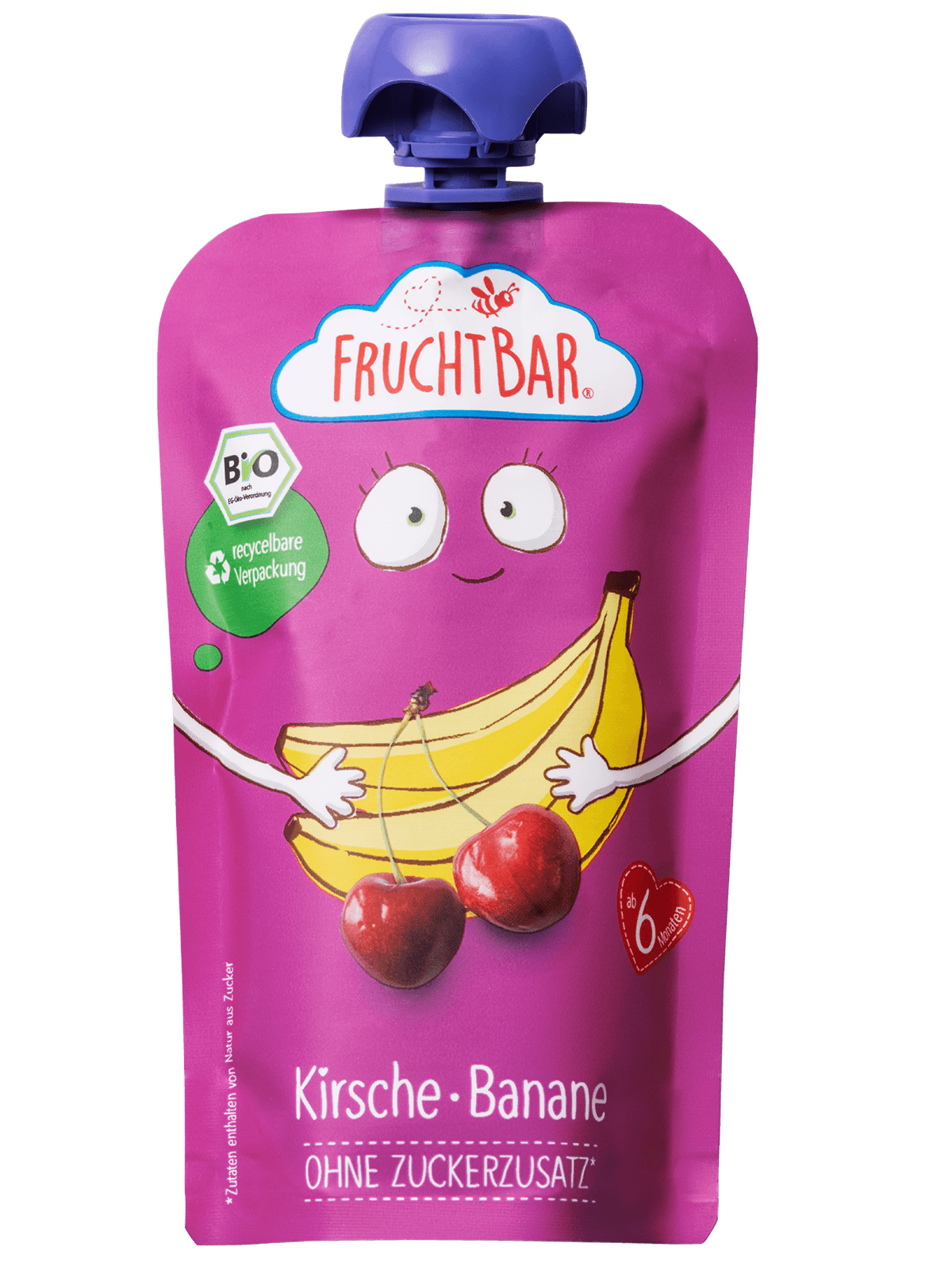 FruchtBar Bio Quetschies Gourde Cerise Banane 120g dès 6 mois