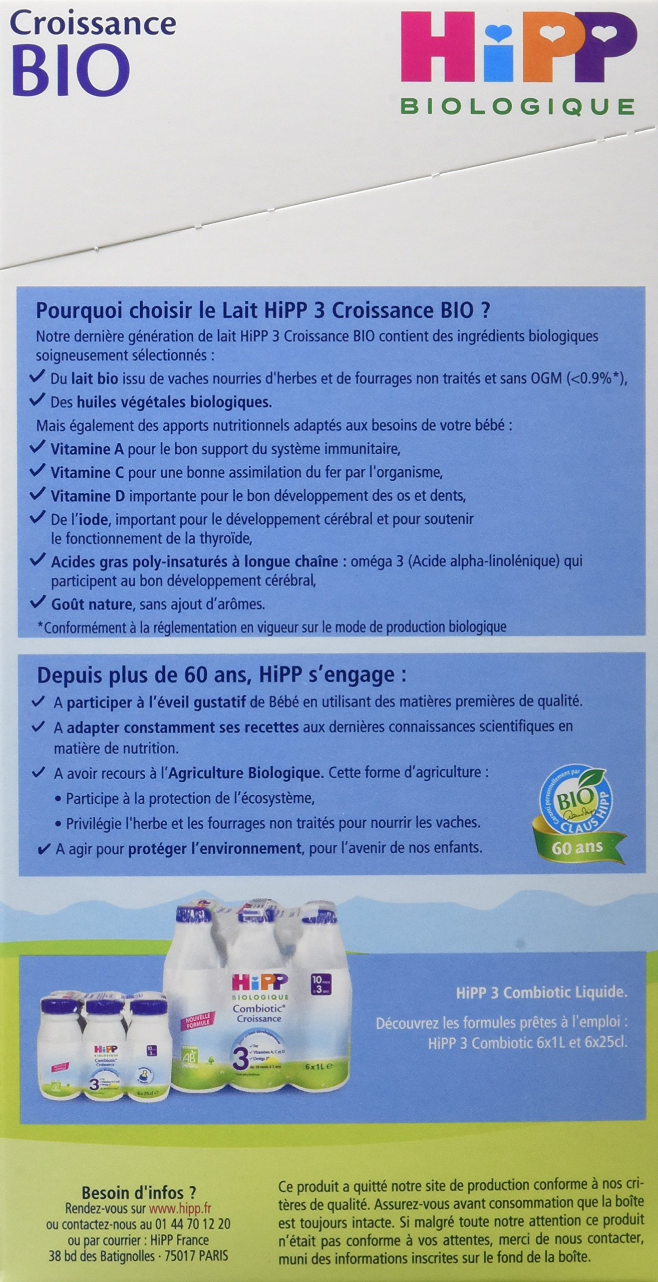 HiPP Lait 3 Croissance Bio Dès 10 Mois 4 x 800 g