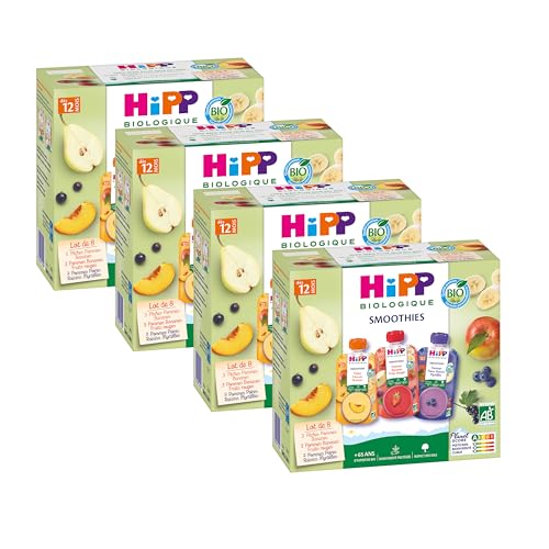 HiPP Smoothies gourde fruits 12 mois 32x120ml 3 parfums bio
