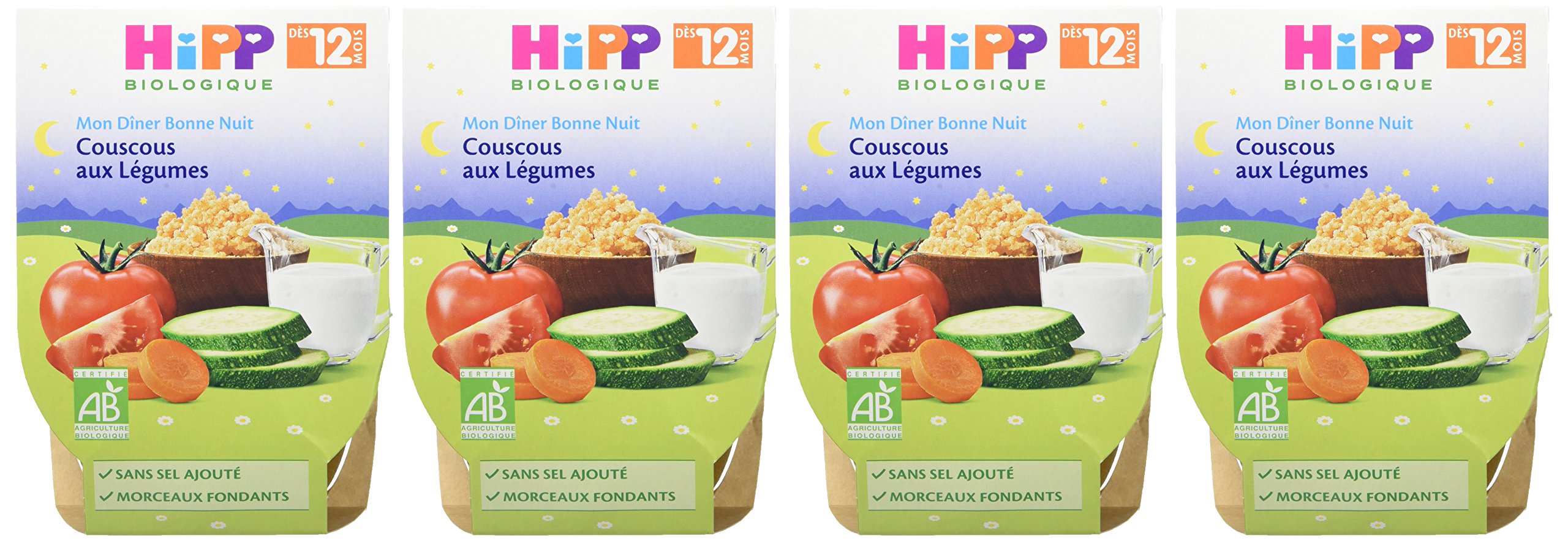 HiPP Menus du Soir Couscous plat bébé 12 mois 8x220g