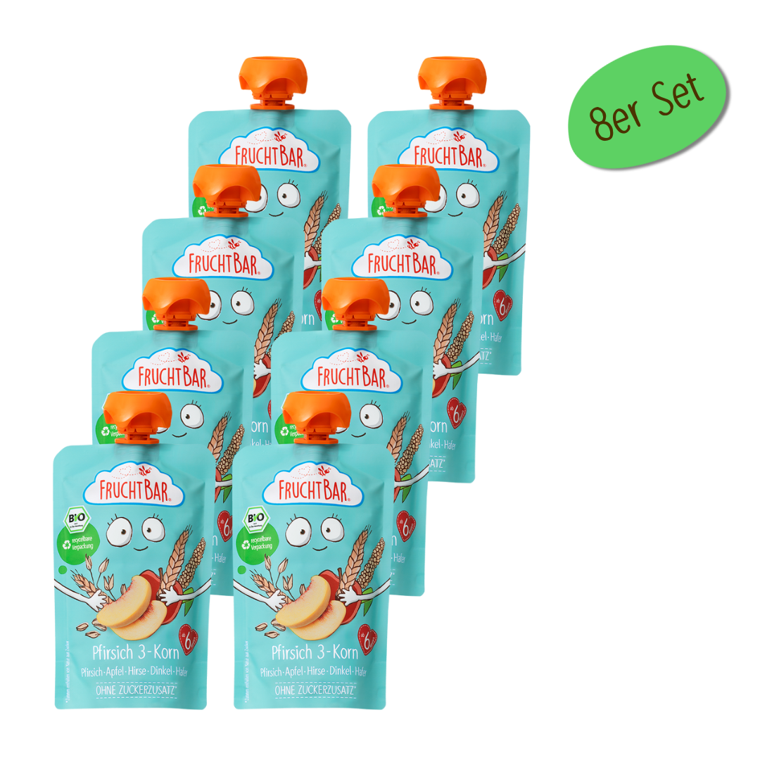 FruchtBar Bio Quetschies Pfirsich 3-Korn gourde pêche-céréales dès 6 mois