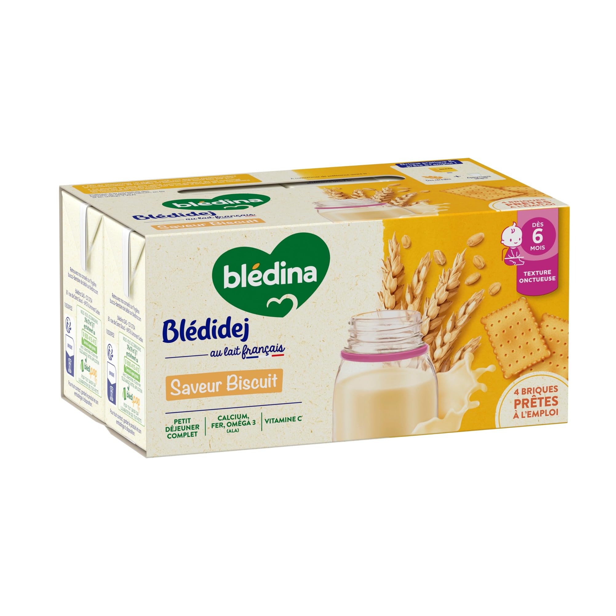 Blédina Blédidej Biscuit céréales lactées 6 mois 12x250ml