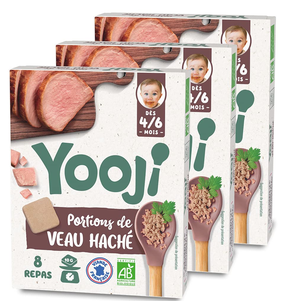 Yooji Haché poulet bio bébé 6 mois surgelé 3 x 80g