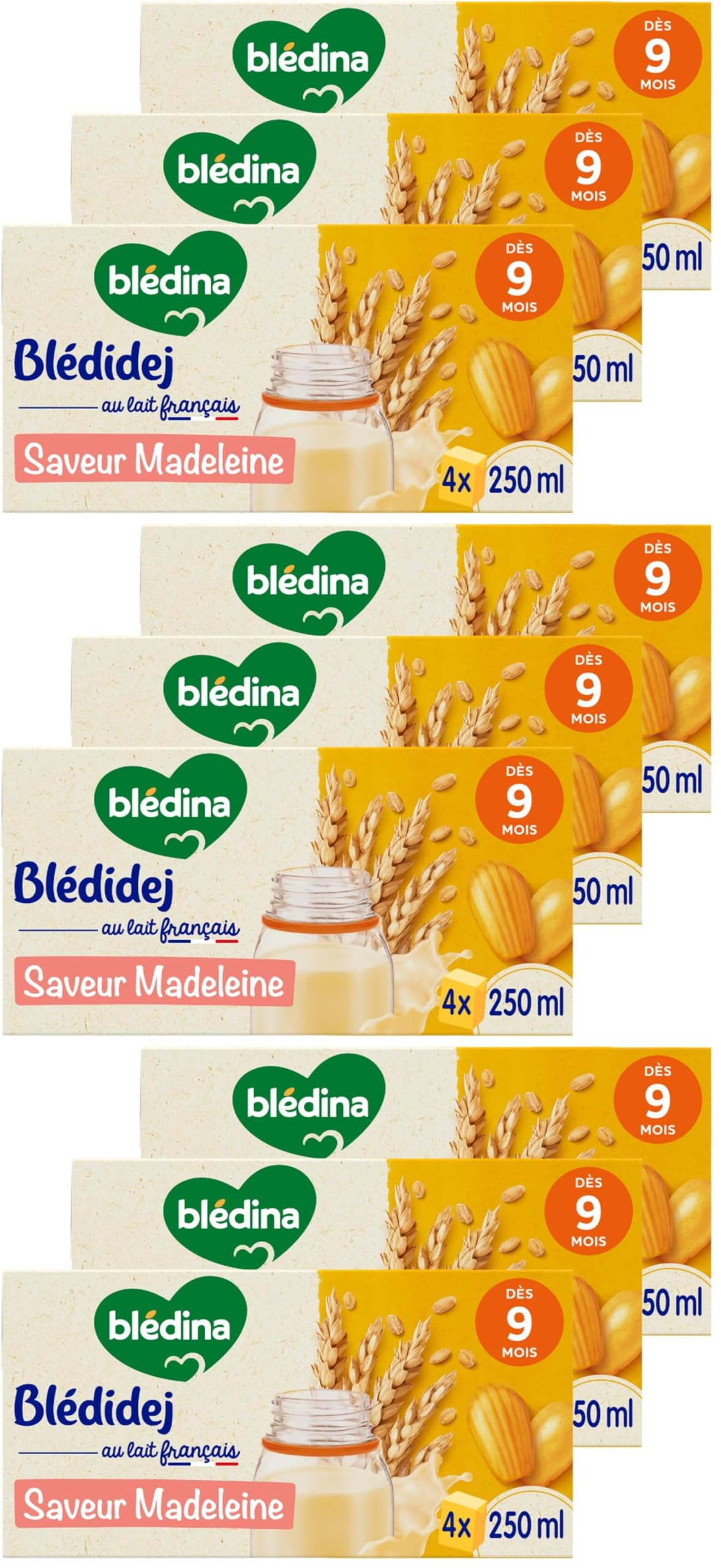 Blédina Blédidej Madeleine céréales lactées 9 mois 12x250ml
