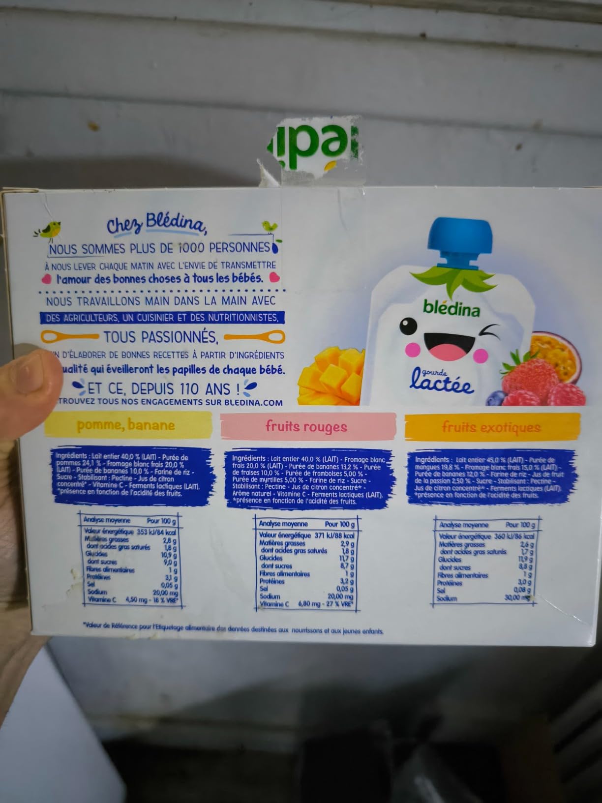 Blédina Blédine Fruits gourdes lactées 10 mois 32x85g 4 parfums