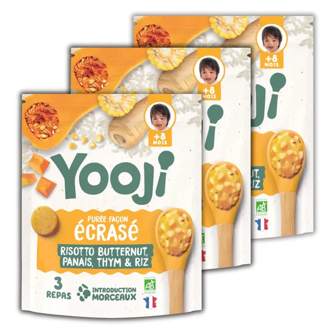 Yooji Écrasé Risotto purée bébé bio 8 mois 3x400g
