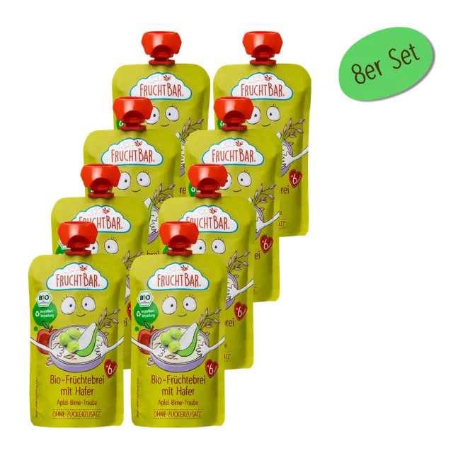 FruchtBar Bio Quetschies gourde bébé pomme poire raisin avoine 120g