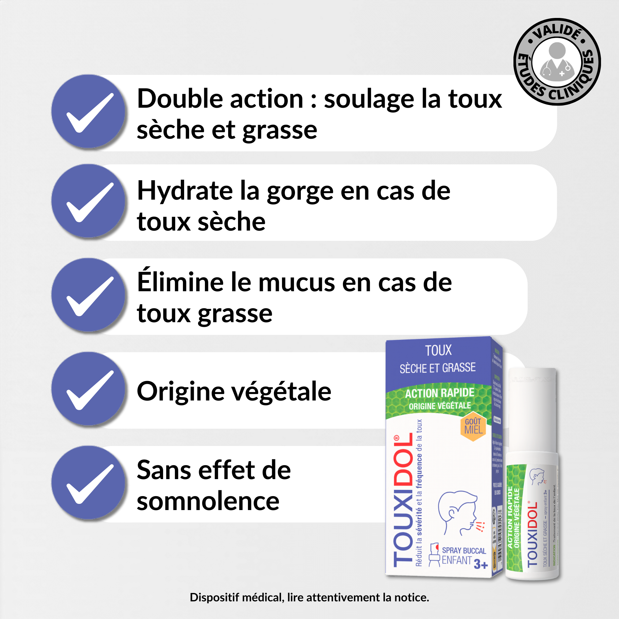 PediAct Touxidol Spray Enfant 20mL toux sèche grasse