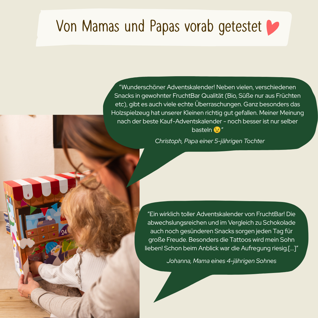 FruchtBar Geschenke Adventskalender Marktstand calendrier de l'avent dès 3 ans