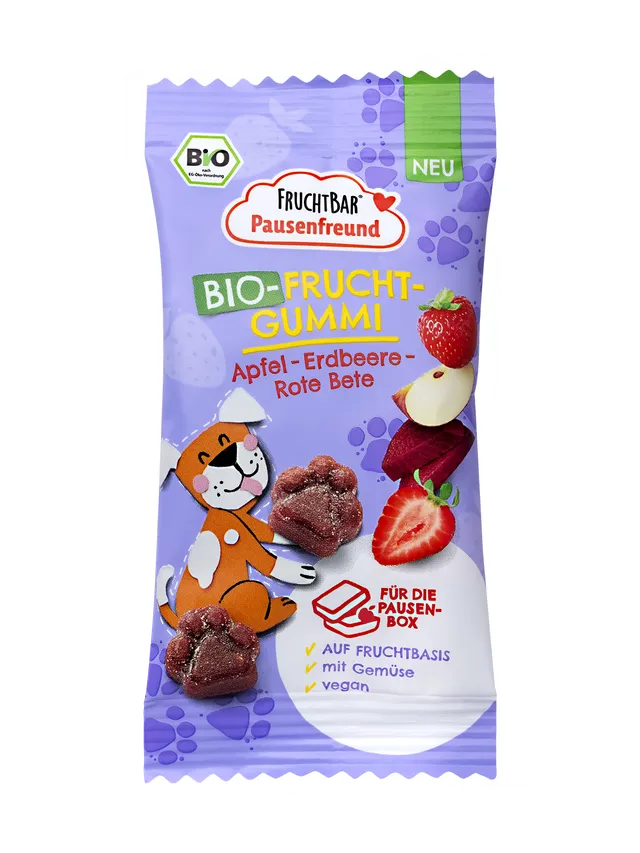 FruchtBar Bio Snacks Fruchtgummi bonbon fruit bio vegan 3 ans