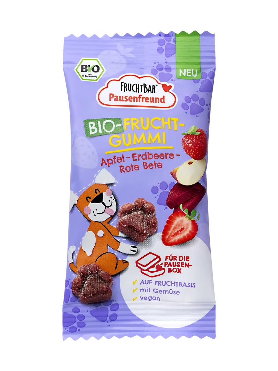 FruchtBar Bio Snacks Fruchtgummi bonbon fruit bio vegan 3 ans