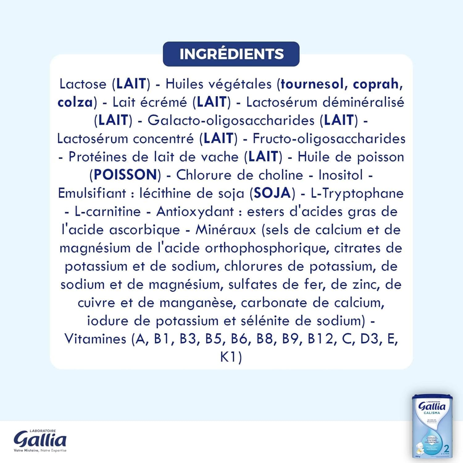 Gallia Calisma 2 lait suite poudre 6 mois 3x830g