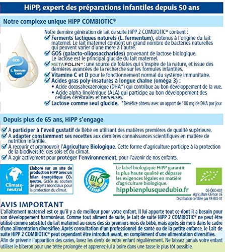 HiPP Combiotic Lait 2 lait de suite 6 mois+ 3x800g bio